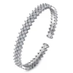 Elegant 21K White Gold Mesh Bangle with Diamonds - Image 3