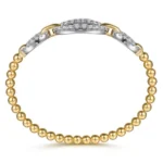 Stylish 21K Two-Tone Diamond Link Bangle with Bujukan Detailing - Image 4