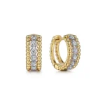 White-Yellow Gold Bujukan Huggie Pave Diamond Earrings