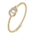 Chic 21K Two-Tone Bujukan Double Circle Diamond Bracelet - Image 3