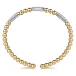 Luxury 21K Gold Diamond Pave Split Bangle – White & Yellow Gold - Image 4