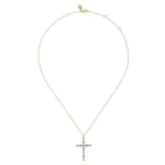 14K Yellow Gold Bujukan Diamond Cross Pendant Necklace - Image 3