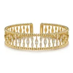 21K Yellow Gold Diamond Bujukan Bead Cuff Bangle