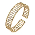 21K Yellow Gold Diamond Bujukan Bead Cuff Bangle - Image 3