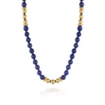 21K Yellow Gold Lapis Beads Necklace