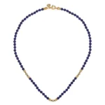 21K Yellow Gold Lapis Beads Necklace - Image 3