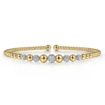 21K Yellow-White Gold Bujukan Diamond Stations Bangle