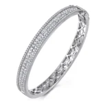 Classic 21K White Gold Diamond-Set Bangle - Image 4