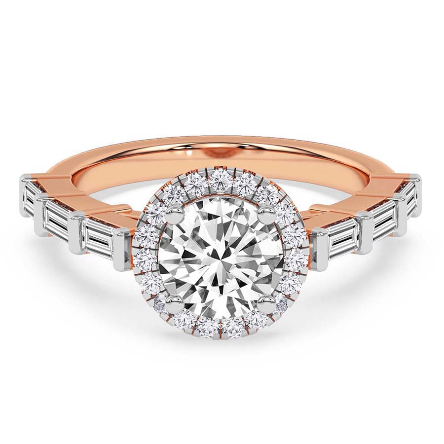 AFDRE37604-A03 Rose Gold Rachel Halo Side Stone Lab Diamond Ring - Image 2