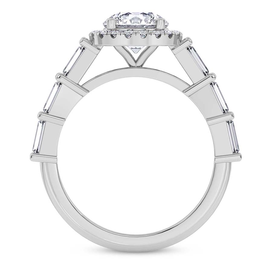 AFDRE37604-A07 White Gold Rachel Halo Side Stone Lab Diamond Ring - Image 3