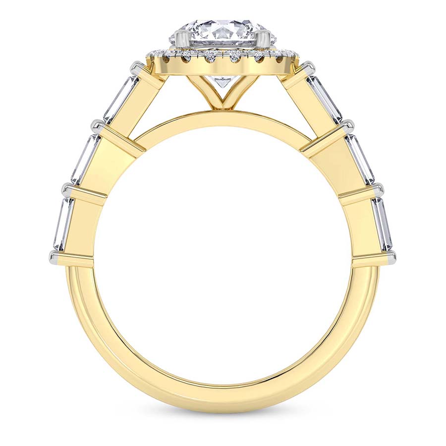 AFDRE37604-A08 Yellow Gold Rachel Halo Side Stone Lab Diamond Ring - Image 3
