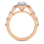 Rose Gold Rachel Halo Side Stone Lab Diamond Ring - Image 3