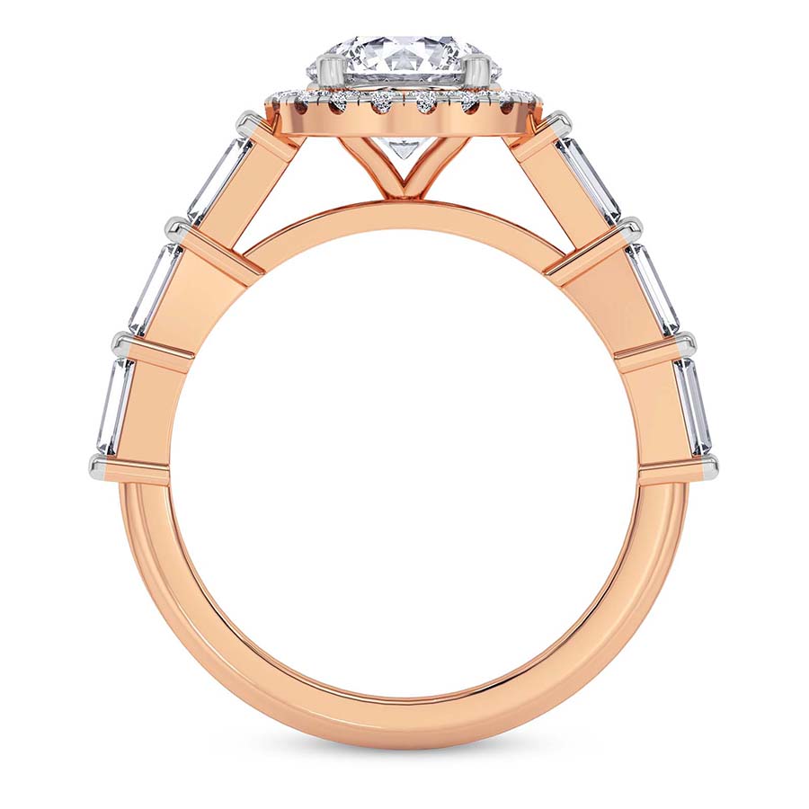 AFDRE37604-A09 Rose Gold Rachel Halo Side Stone Lab Diamond Ring - Image 3
