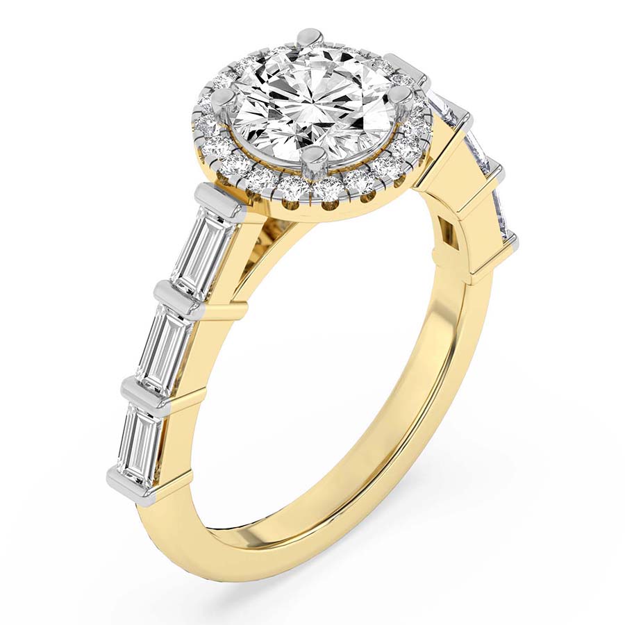 AFDRE37604-A11 (1) Yellow Gold Rachel Halo Side Stone Lab Diamond Ring - Image 4