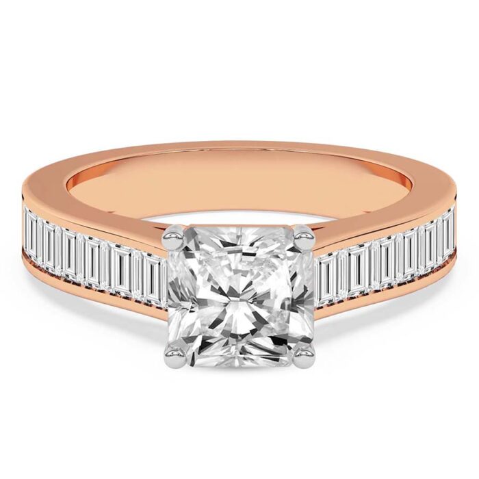Rose Gold Irene Side Stone Lab Diamond Ring - Image 1
