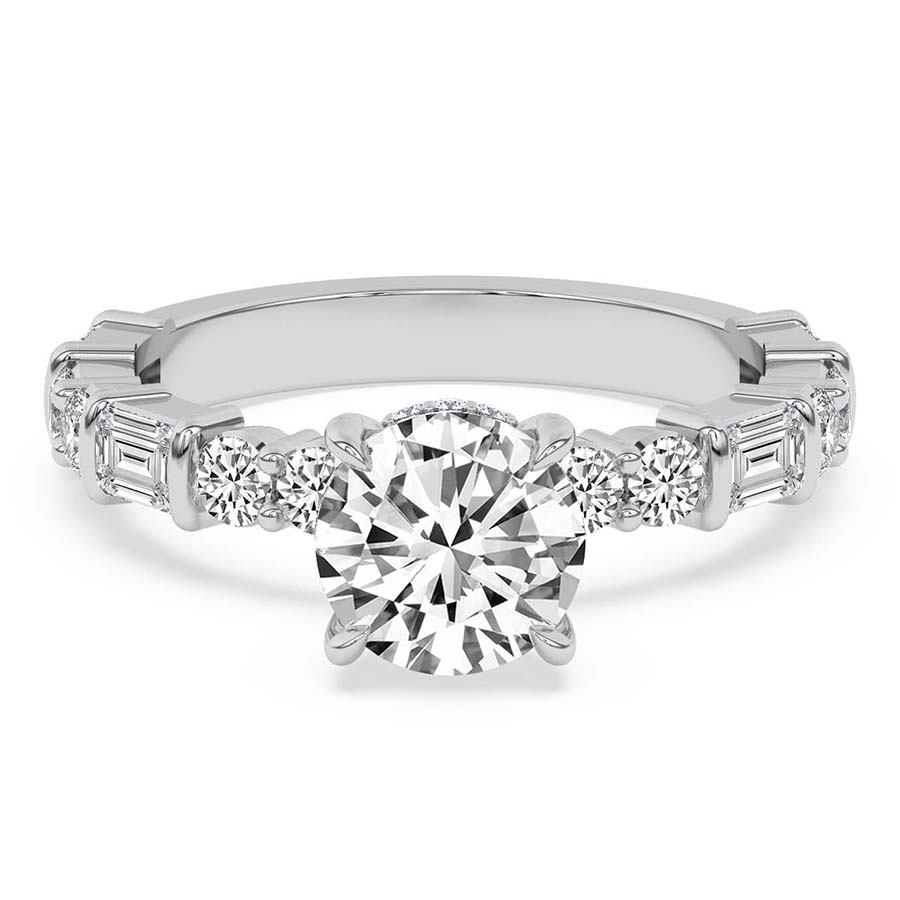 AFDRE40004-A01 White Gold Enchanted Bliss Side Stone Lab Diamond Ring - Image 2