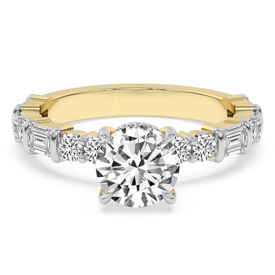 AFDRE40004-A02 Yellow Gold Enchanted Bliss Side Stone Lab Diamond Ring - Image 2
