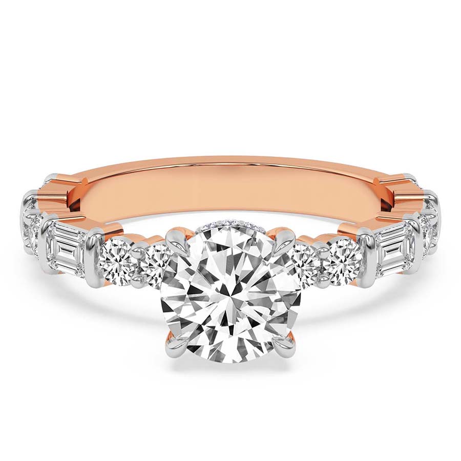 AFDRE40004-A03 Rose Gold Enchanted Bliss Side Stone Lab Diamond Ring - Image 1