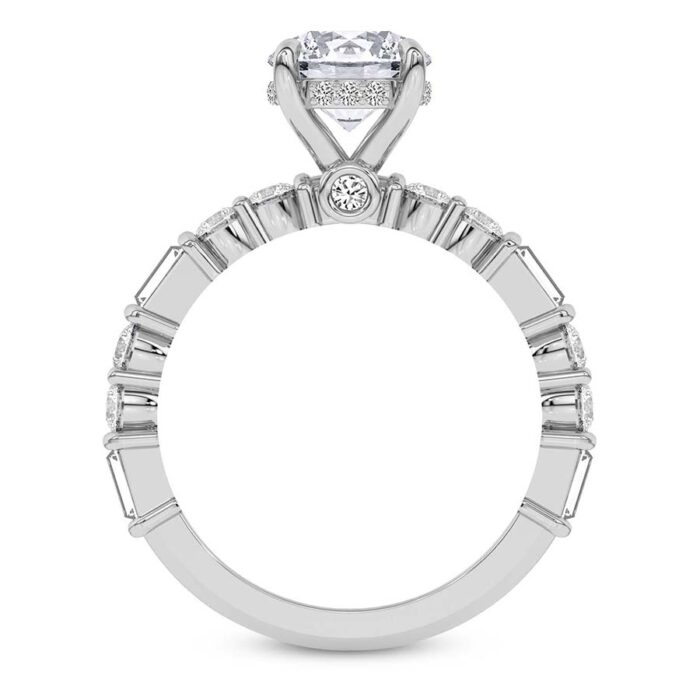 White Gold Enchanted Bliss Side Stone Lab Diamond Ring - Image 3