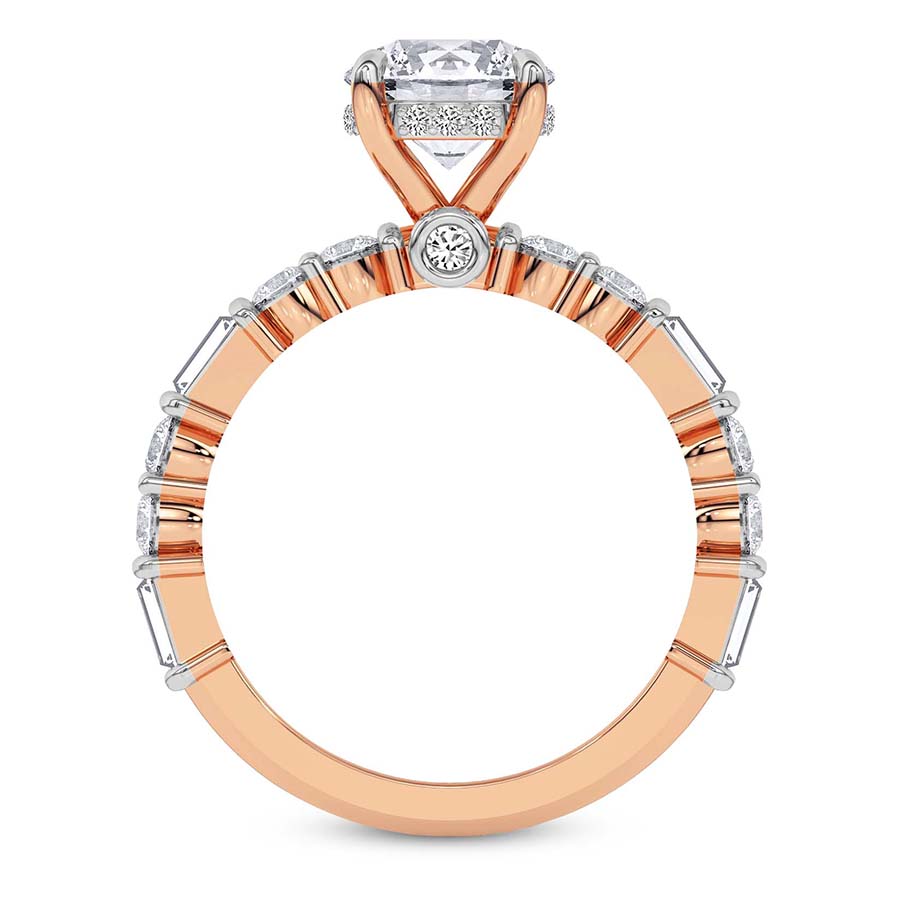 AFDRE40004-A09 Rose Gold Enchanted Bliss Side Stone Lab Diamond Ring - Image 3