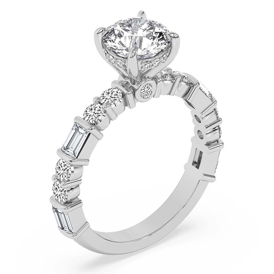 AFDRE40004-A10 White Gold Enchanted Bliss Side Stone Lab Diamond Ring - Image 4