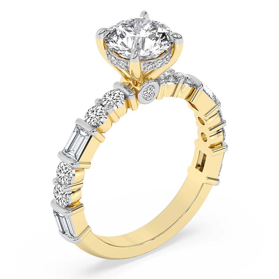 AFDRE40004-A11 Yellow Gold Enchanted Bliss Side Stone Lab Diamond Ring - Image 4