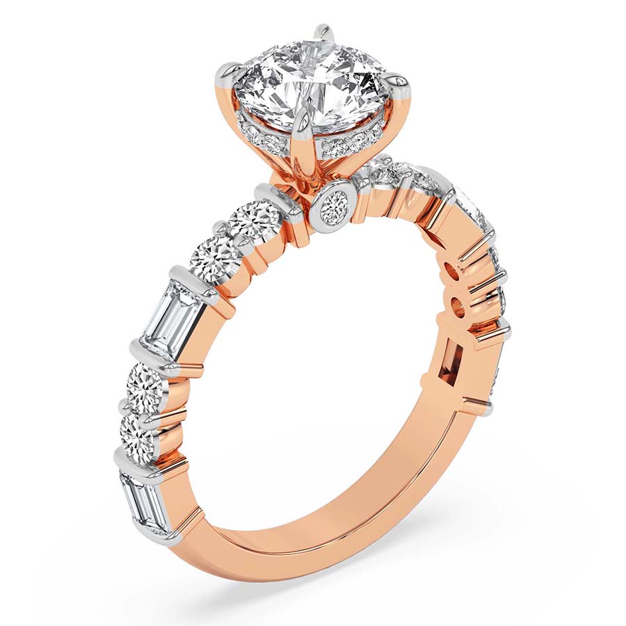 AFDRE40004-A12 Rose Gold Enchanted Bliss Side Stone Lab Diamond Ring - Image 4