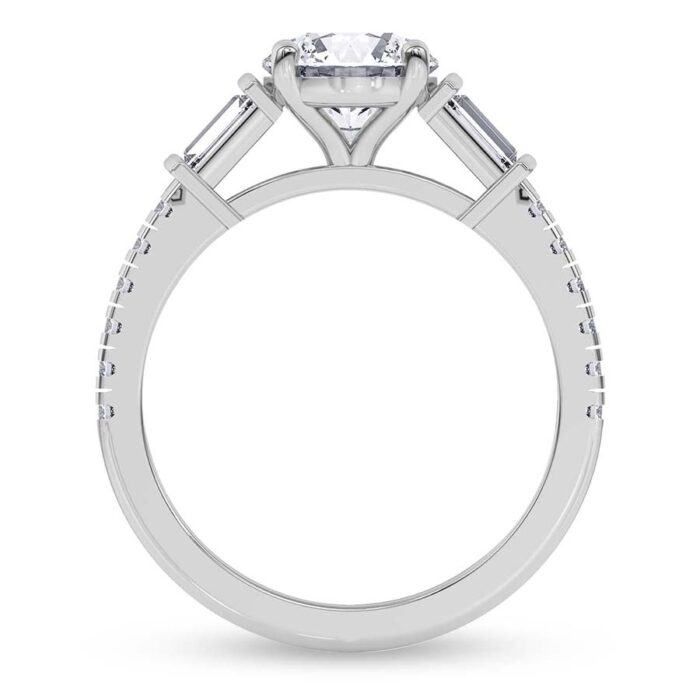White Gold Opalina Charm Side Stone Lab Diamond Ring - Image 2