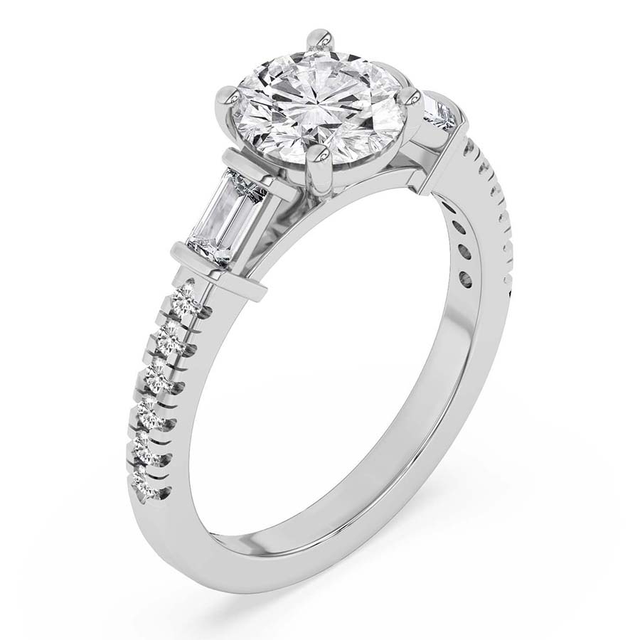 AFDRE40204-A10 White Gold Opalina Charm Side Stone Lab Diamond Ring - Image 3
