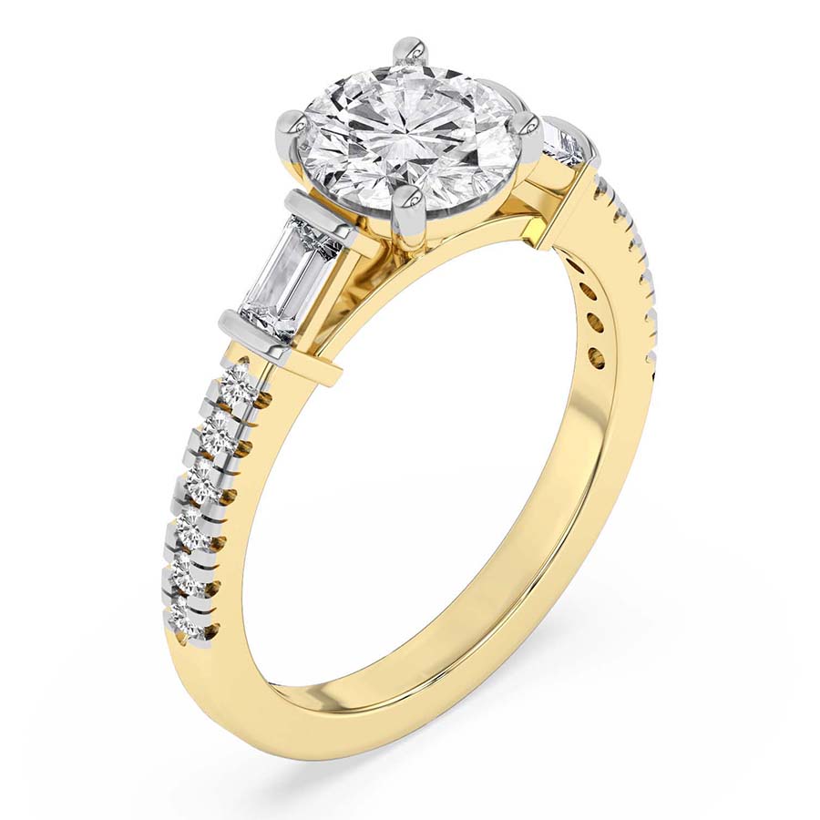 AFDRE40204-A11 Yellow Gold Opalina Charm Side Stone Lab Diamond Ring - Image 3