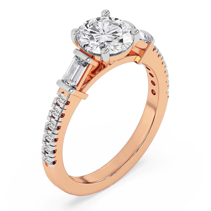 AFDRE40204-A12 Rose Gold Opalina Charm Side Stone Lab Diamond Ring - Image 3