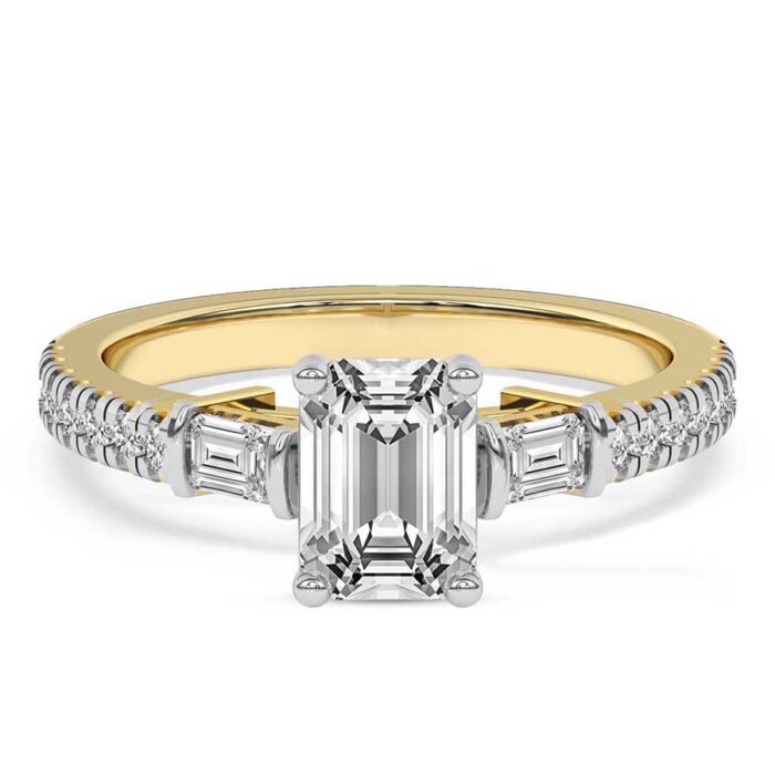 Yellow Gold Opalina Charm Side Stone Lab Diamond Ring - Image 4
