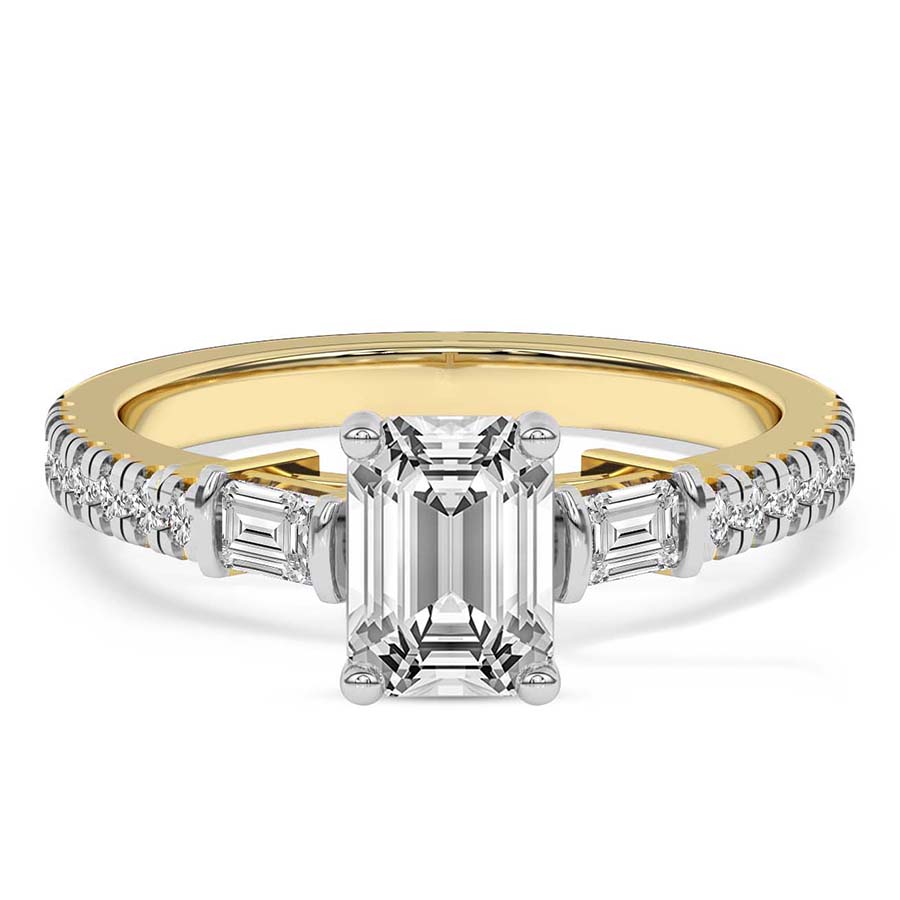AFDRE40204-D50_EMERALD Yellow Gold Opalina Charm Side Stone Lab Diamond Ring - Image 1