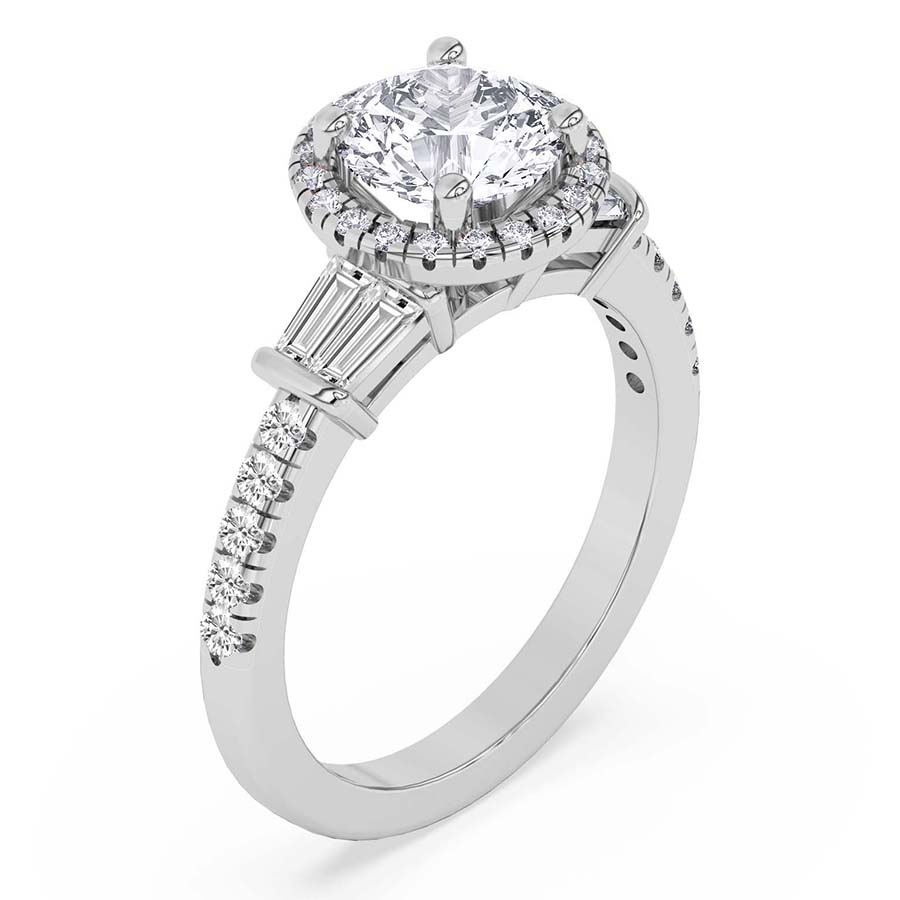 AFDRE40404-A10 White Gold Liora Cascade Halo Lab Diamond Ring - Image 1