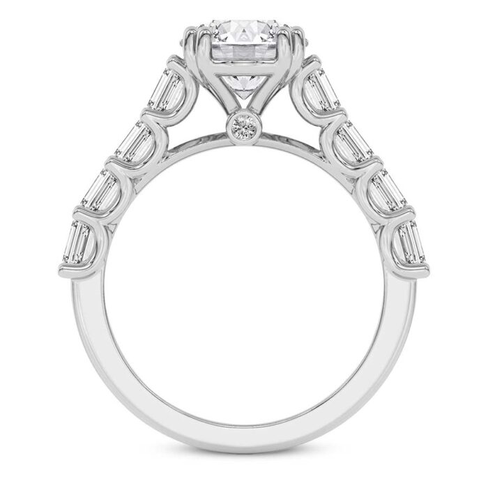 White Gold Florence Side Emerald Lab Diamond Ring - Image 2