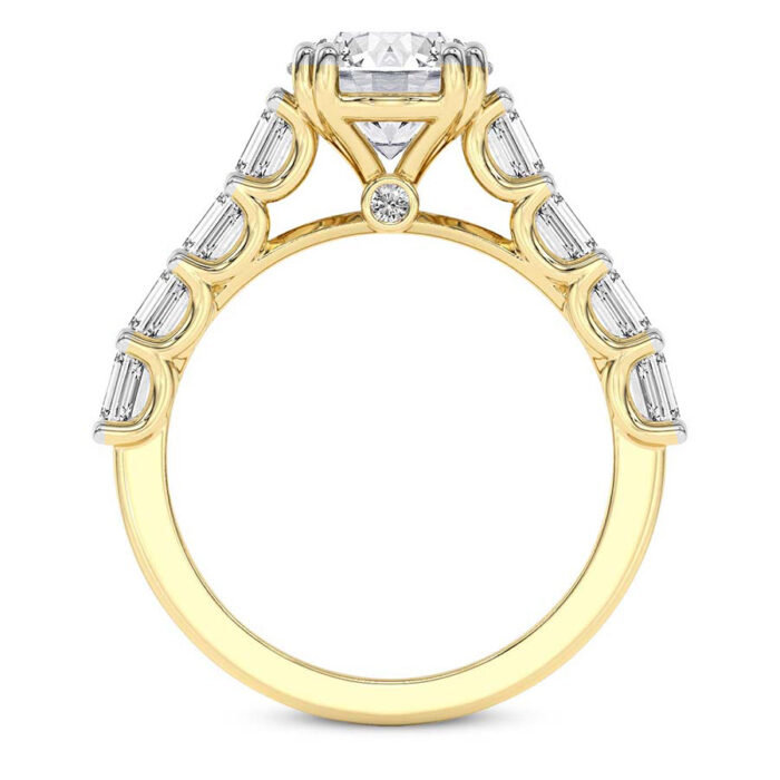 Yellow Gold Florence Side Emerald Lab Diamond Ring - Image 2