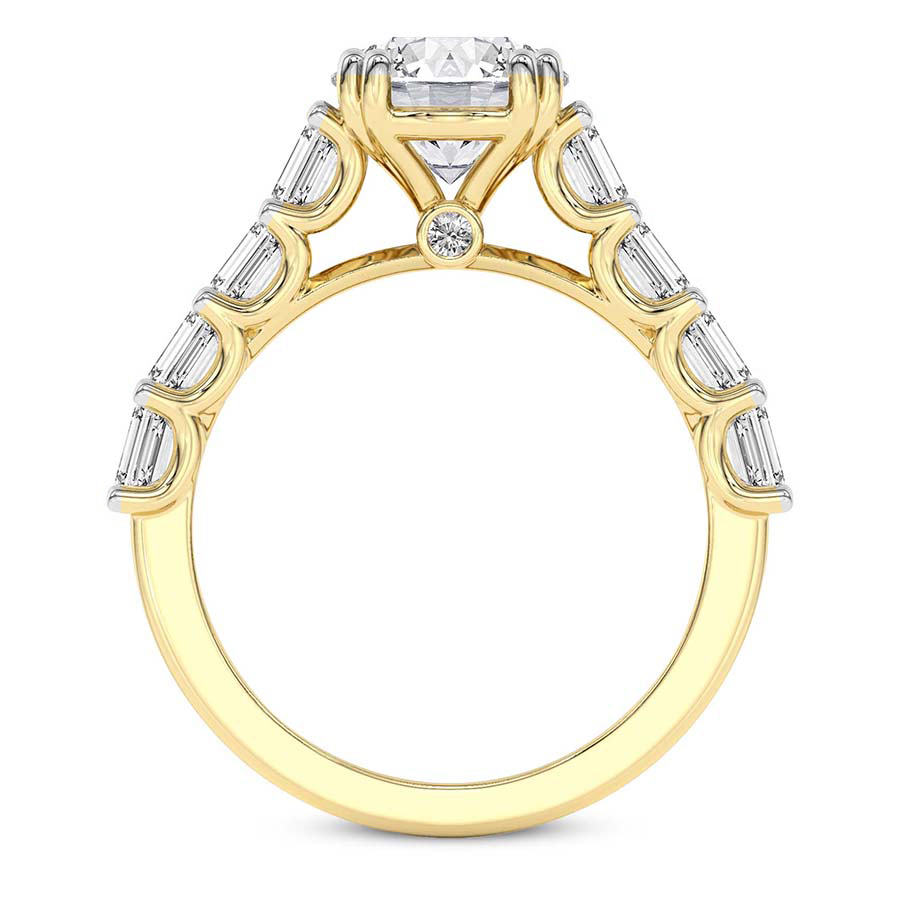 AFDRE44204-A08 Yellow Gold Florence Side Emerald Lab Diamond Ring - Image 2
