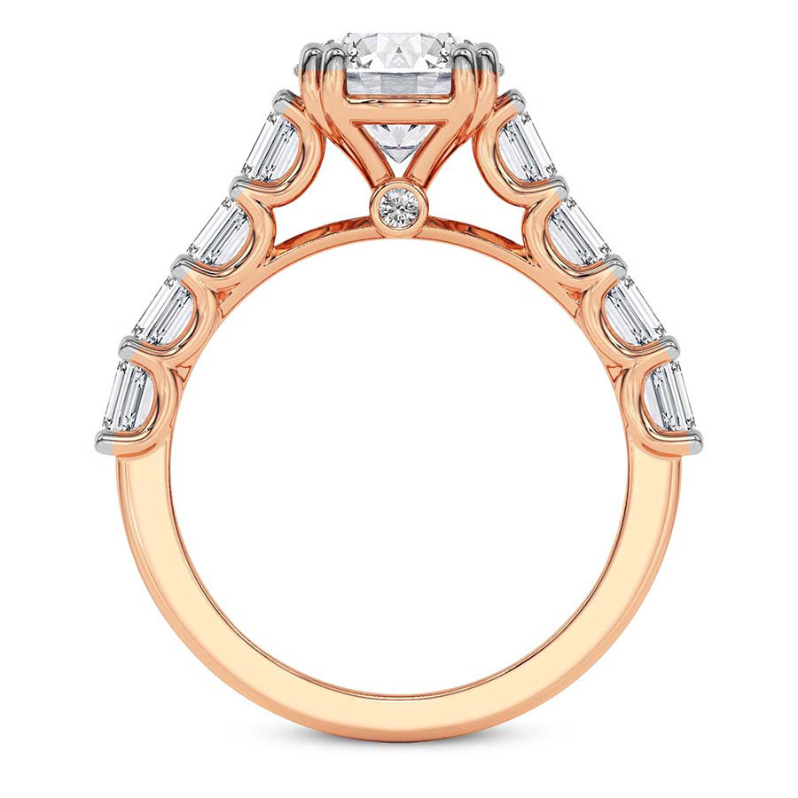 AFDRE44204-A09 Rose Gold Florence Side Emerald Lab Diamond Ring - Image 2