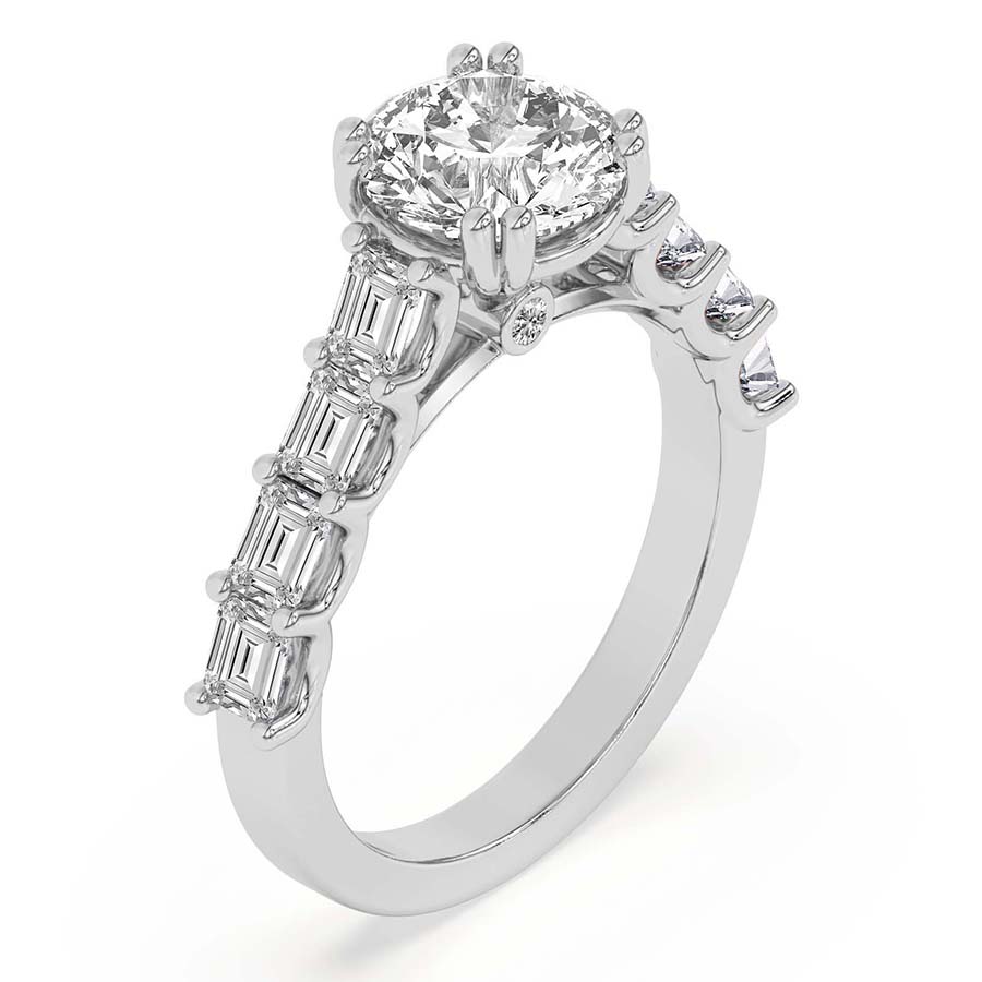 AFDRE44204-A10 White Gold Florence Side Emerald Lab Diamond Ring - Image 3