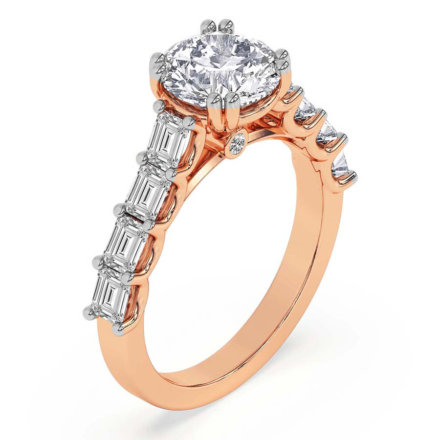 AFDRE44204-A12 Rose Gold Florence Side Emerald Lab Diamond Ring - Image 3