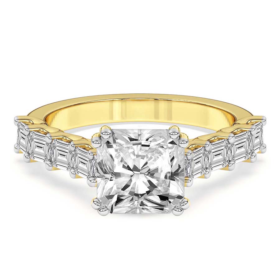 AFDRE44204-D56_RADIANT Yellow Gold Florence Side Emerald Lab Diamond Ring - Image 4