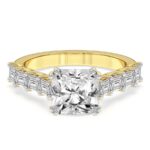 Yellow Gold Florence Side Emerald Lab Diamond Ring