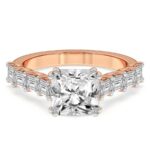 Rose Gold Florence Side Emerald Lab Diamond Ring - Image 4