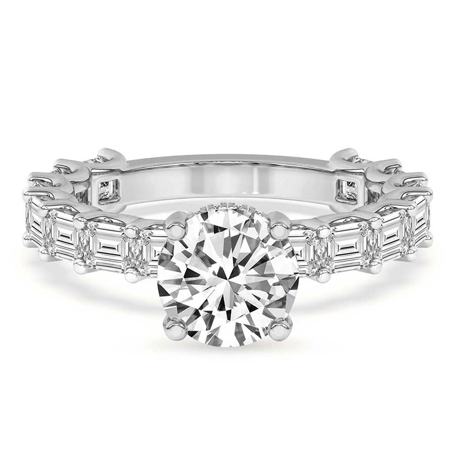 AFDRE44404-A01 White Gold Giselle Side Emerald Lab Diamond Ring - Image 1
