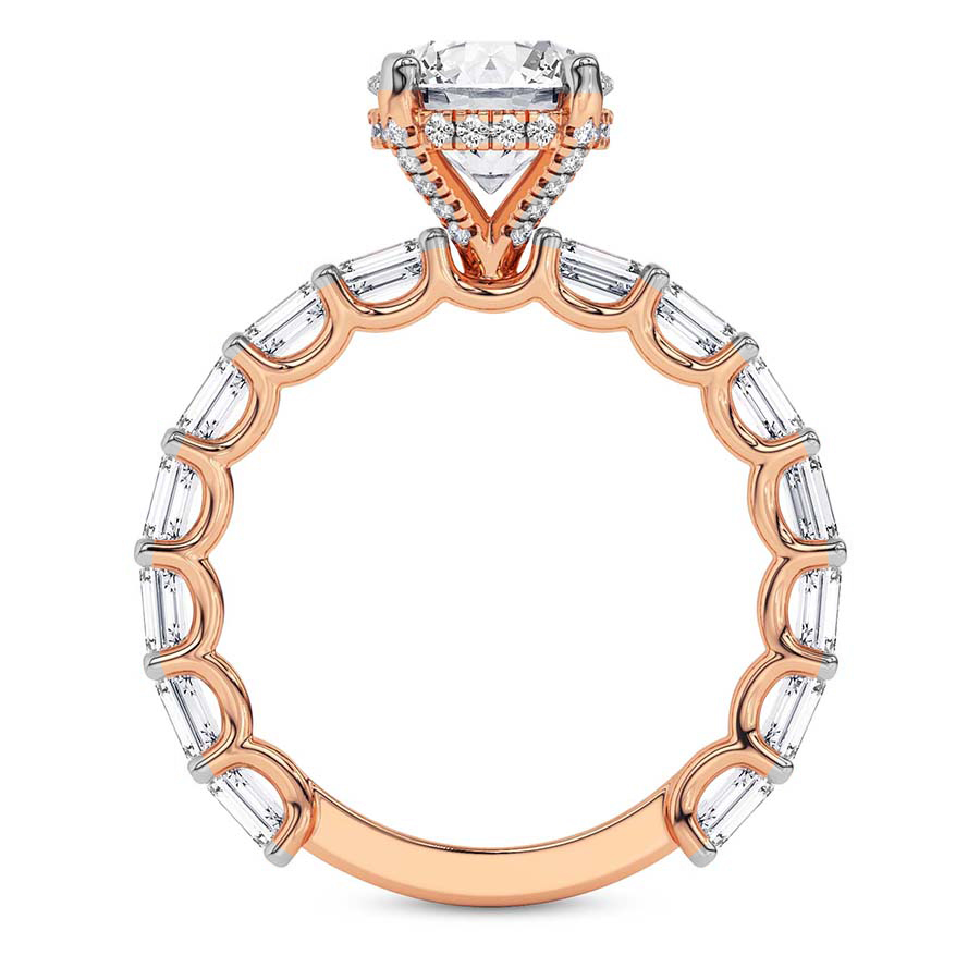 AFDRE44404-A09 Rose Gold Giselle Side Emerald Lab Diamond Ring - Image 3