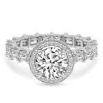 White Gold Amaryllis Side Emerald Lab Diamond Ring