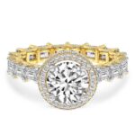 Yellow Gold Amaryllis Side Emerald Lab Diamond Ring