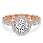 Rose Gold Amaryllis Side Emerald Lab Diamond Ring