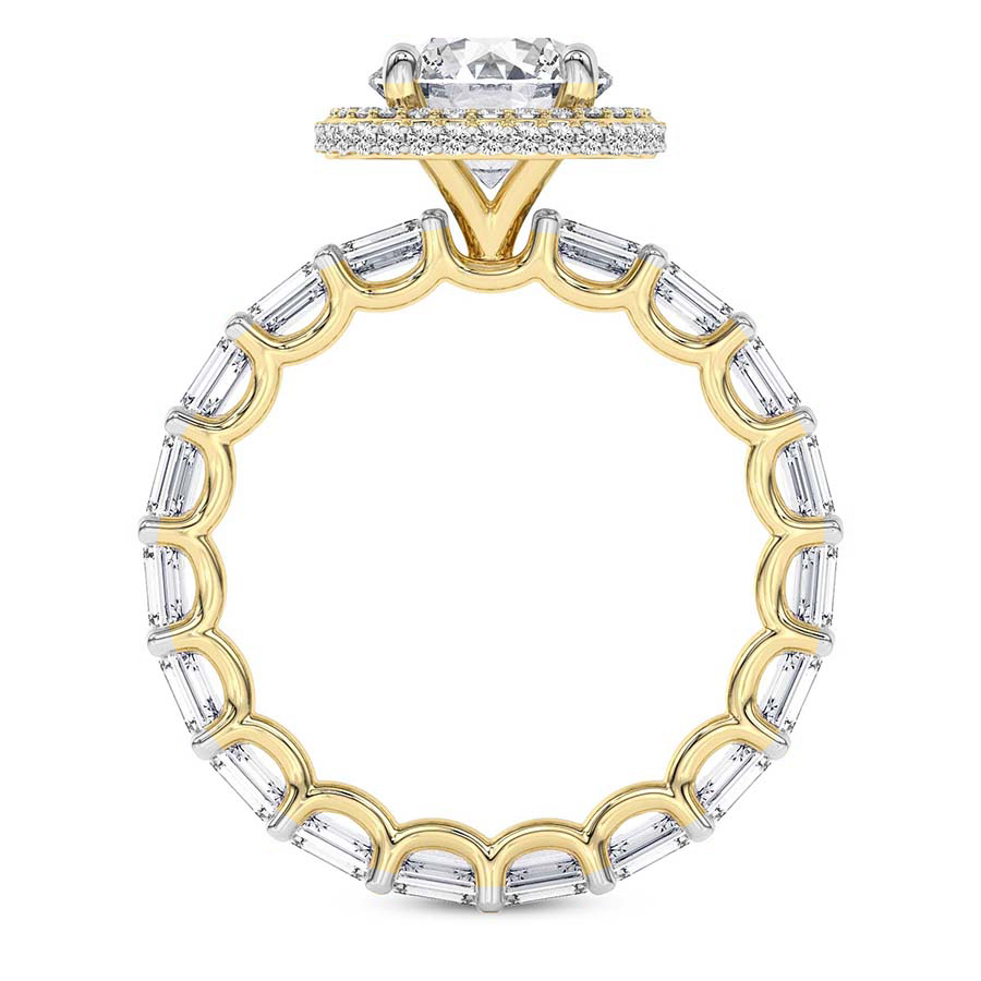 AFDRE44604-A08 Yellow Gold Amaryllis Side Emerald Lab Diamond Ring - Image 3