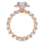 Rose Gold Amaryllis Side Emerald Lab Diamond Ring - Image 3